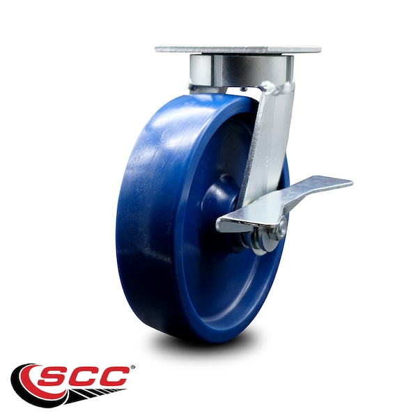 8 Inch Kingpinless Solid Poly Wheel Swivel Caster with Brake